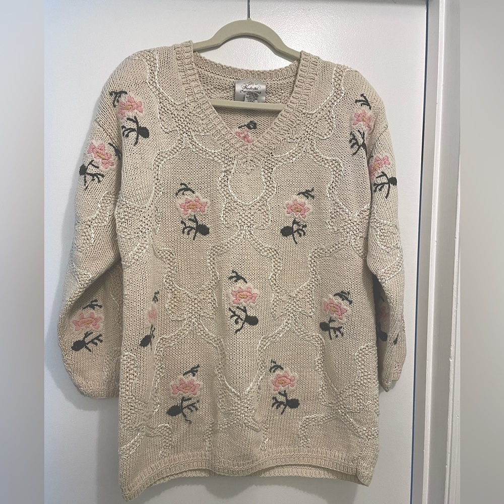 Express Hand Knit Embroidered Sweater - Vintage